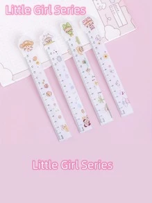 4pcs Cartoon Astronaut Design Ruler For Learning Back To School