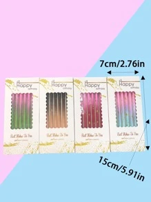 6pcs Pink And Blue Ombre Ink Drip Gold Plating Spiral Candles For Kid's Birthday Party Cake Decoration Back To School Valentine Day - Baby Blue - View 5