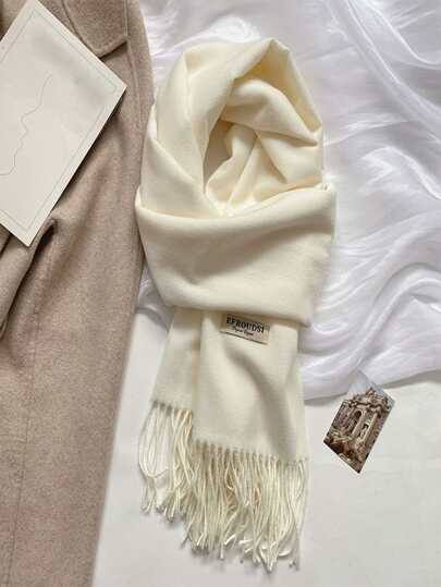 Faux Cashmere Winter Solid Color Fashionable Decorative Warm Scarf Shawl For Women