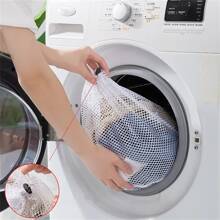 1PC Lưới rút quần lót giỏ đựng đồ giặt Túi giặt Túi đựng đồ giặt Túi đựng máy giặt dung tích lớn Túi đựng đồ giặt bẩn Quần váy Giày Quần jean Bốt Váy, Mùa xuân, Tối giản, Mùa hè Áo - Lưới thô dày - Xem 7