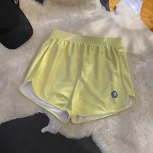 Costume da bagno intero a maniche lunghe con colori dolci e caramellati, patchwork, con un set di due pezzi con pantaloncini da bagno per donna, adatto per vacanze estive in spiaggia