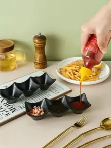 1 件陶瓷盘调味蘸酱碗烧烤迷你陶瓷酱汁盘小饰品 Platos 酱汁盘小吃盘适用于厨房、厨房、圣诞礼物、学校用品 - 黑色 - 查看 4