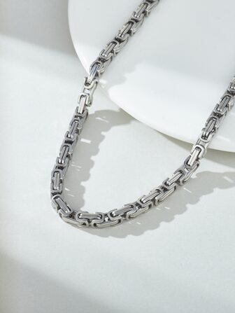 1pc European & American Men's Stainless Steel Chain Necklace For Festival Gift