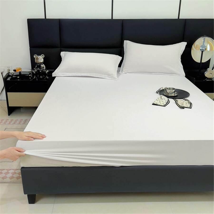 White Fitted Sheet 1pc Bedding Set Made Of Pure Polyester - White - View 1