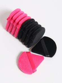 10pcs Triangle Shaped Velvet Loose Powder Puff Designed For Contouring, Eye & Corner Areas, Makeup Sponge Foundation Mixing Container, Suitable For All Skin Types.
