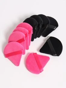 10pcs Triangle Shaped Velvet Loose Powder Puff Designed For Contouring, Eye & Corner Areas, Makeup Sponge Foundation Mixing Container, Suitable For All Skin Types.