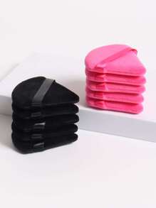 10pcs Triangle Shaped Velvet Loose Powder Puff Designed For Contouring, Eye & Corner Areas, Makeup Sponge Foundation Mixing Container, Suitable For All Skin Types.