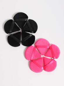 10pcs Triangle Shaped Velvet Loose Powder Puff Designed For Contouring, Eye & Corner Areas, Makeup Sponge Foundation Mixing Container, Suitable For All Skin Types.