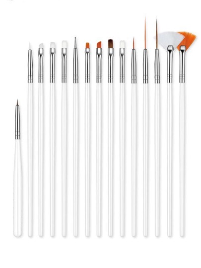 Juego de 15 pinceles blancos, pinceles de pintura multiusos, suministros de arte, set de pinceles para uñas