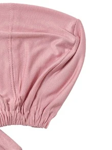 女士纯色无檐便帽，带松紧带，可调节围巾帽头带柔软头巾，适合长袍配饰日常帽子女士面纱 - 藕粉色 - 查看 4