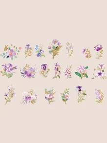 40pcs Floral Pattern Sticker - Purple - View 7