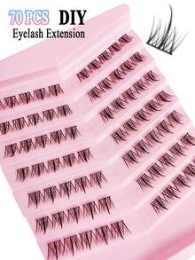 70 Manga Phân đoạn Sai Gia hạn Lông mi DIY Tự nhiên Cá nhân Dây da roi Dụng cụ Trang điểm Mềm mại Và Tự nhiên Dễ Đến Điều hành Lông mi - màu đen - Xem 2
