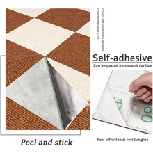 10/20pcs Self-Adhesive Carpet Mats, Carpet Squares, Carpet Peel And Stick Floor Tile, Easy Installation, Non-Slip, Washable, Seamless Appearance - Perfect For Home Furnishings And Indoor Dining Room! - Multicolor - View 8