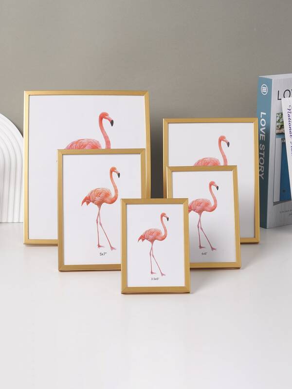 Golden Wpc Minimalist Style Picture Frame Including Photo Paper, Can Be Hung On The Wall Or Placed On The Table, Suitable For Home, Bedroom, Dining Room, Living Room Gifts Birthday Graduation