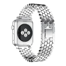 1条男女通用苹果造型时尚金属表带，兼容表带45mm、49mm、38mm、40mm、41mm、42mm、44mm、46mm，兼容 Ultra/SE系列11/10/9/8/7/6/5/4/3/2/1 - 銀色 - 查看 4