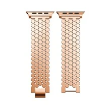 1条奢华金色金属表带，兼容 49mm、46mm、45mm、44mm、42mm、41mm、40mm、38mm；正装不锈钢表带，兼容 Series Ultra 3/2/1、11、10、9、8、7、SE3、6、5、4、3、2、1；商务正装智能手表表带配件，兼容表带；金色链条腕带替换装 - 玫瑰金 - 查看 6