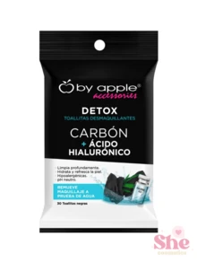 CHARCOAL AND HYALURONIC ACID MAKEUP REMOVER WIPES - BY APPLE - Black - View 2