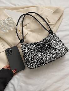 亮片装饰单肩方包，时尚又能放手机钱包 - 彩色 - 查看 7