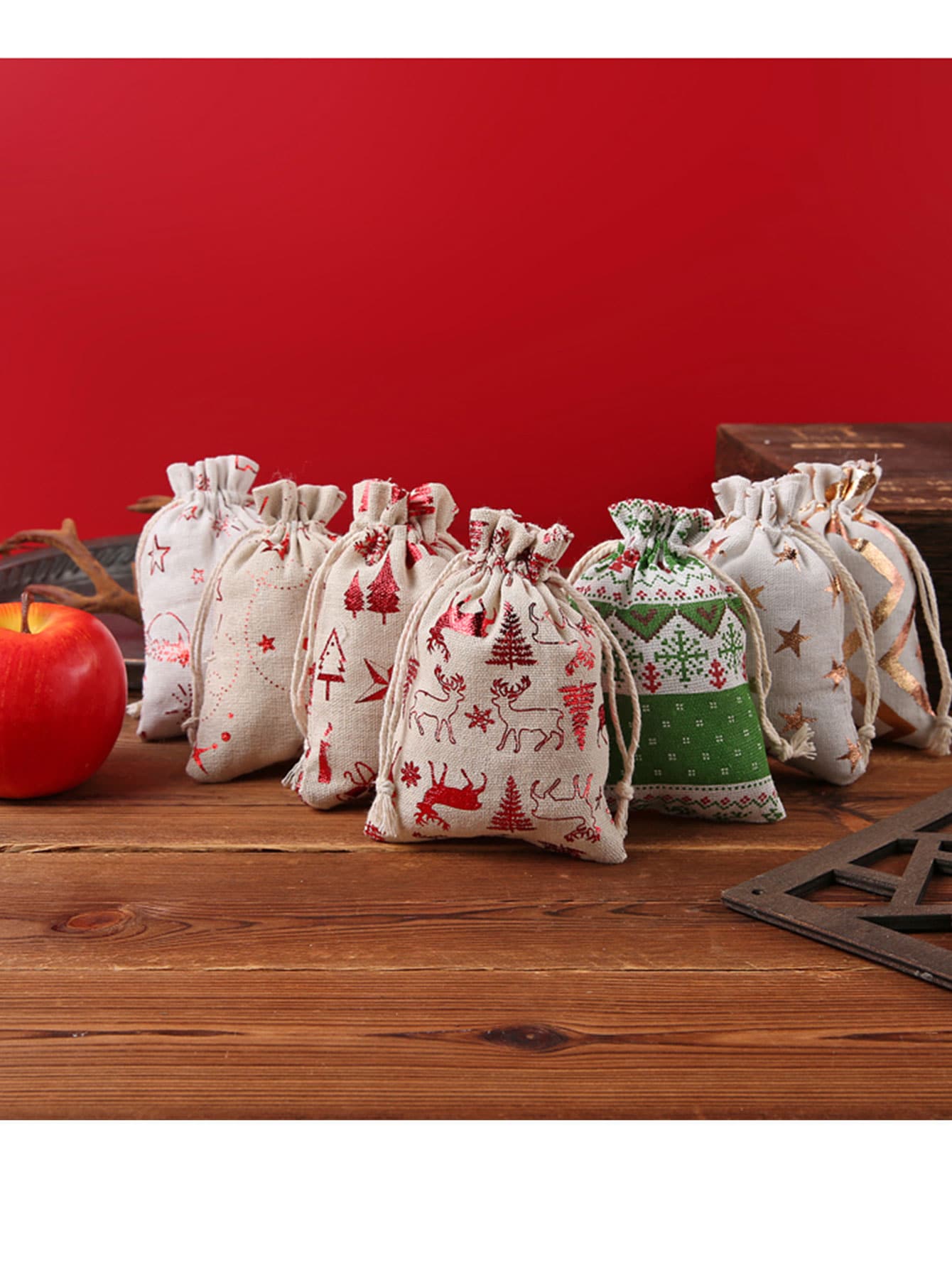 12入組10*14cm聖誕主題糖果禮品袋,金箔包裝袋