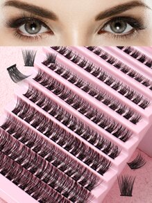 140集群的局部睫毛,6-14mm在長度,自然和稠密帶捲曲和,超細黑色莖適用於A10行數,輕便,可重複使用和合適的適用於每天穿戴和工作 - 黑色 - 查看 1