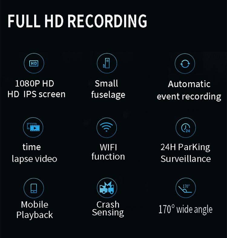 Dash Cam 1080P Con Schermo 1,6'' - Videocamera Auto Con Rilevamento Movimento E Registrazione A Ciclo - 4