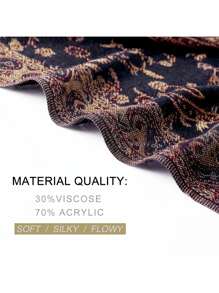 1pc Paisley Pattern Tassel Detail Scarf Shawl Elegant Winter Fall - Navy Blue - View 5