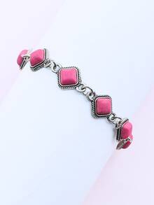 1入組綠松石色石頭連接西方風格手環適合女士