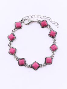 1入組綠松石色石頭連接西方風格手環適合女士