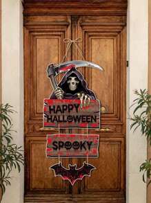 1入組萬聖節派對時間紙南瓜和蝙蝠門衣架裝飾品，