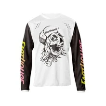 FASTHOUSE Camiseta estampado de cráneo ciclista, pesca deportivo - Blanco y Negro - Ver 1