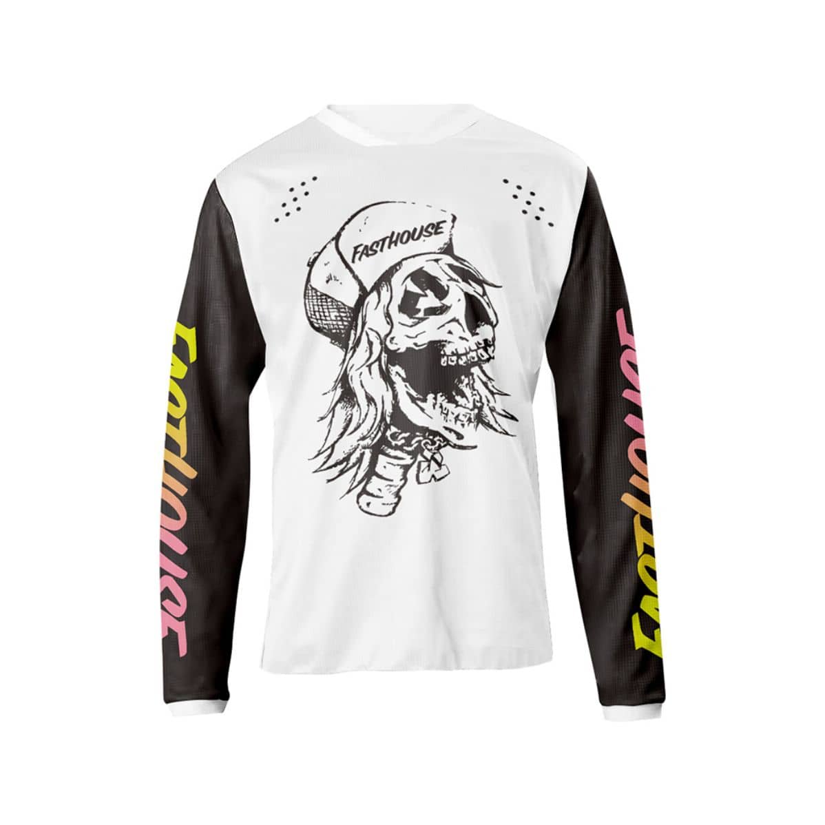 FASTHOUSE Camiseta estampado de cráneo ciclista, pesca deportivo - Blanco y Negro - Ver 1