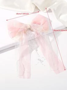 1个女士大号仿珍珠蝴蝶结发夹，适合冬季女性穿搭，蝴蝶结，可爱，发饰，头饰，女士发饰 - 粉色 - 查看 7