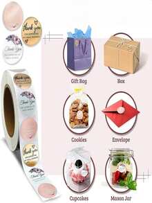 1 Roll Floral Sticker Gift Wrap Sealing Label Cutting Sticker Stationery Sticker - Multicolor - View 2