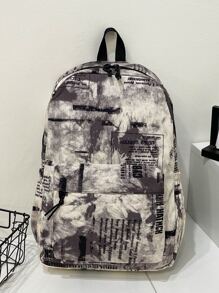 孩子們大容量多口袋學院風拉鍊後背包帶字母圖案設計適用於日常,旅行,學校 - 彩色 - 查看 1