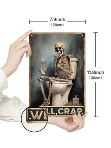 Putuo Decor 裝飾1入組廁所搞笑復古金屬錫標籤,井,掛畫裝飾適用於家庭廁所浴室衛生間,7.8X11.8英寸 - 彩色 - 查看 3