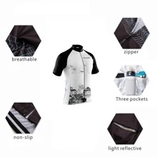 男士建築和字母圖形套肩騎行運動衫,適用於健身運動 - 白色 - 查看 3