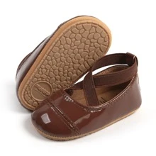 棕色 PU 皮革婴儿女孩公主鞋，平底，适合秋季和春季 - 棕色 - 查看 5