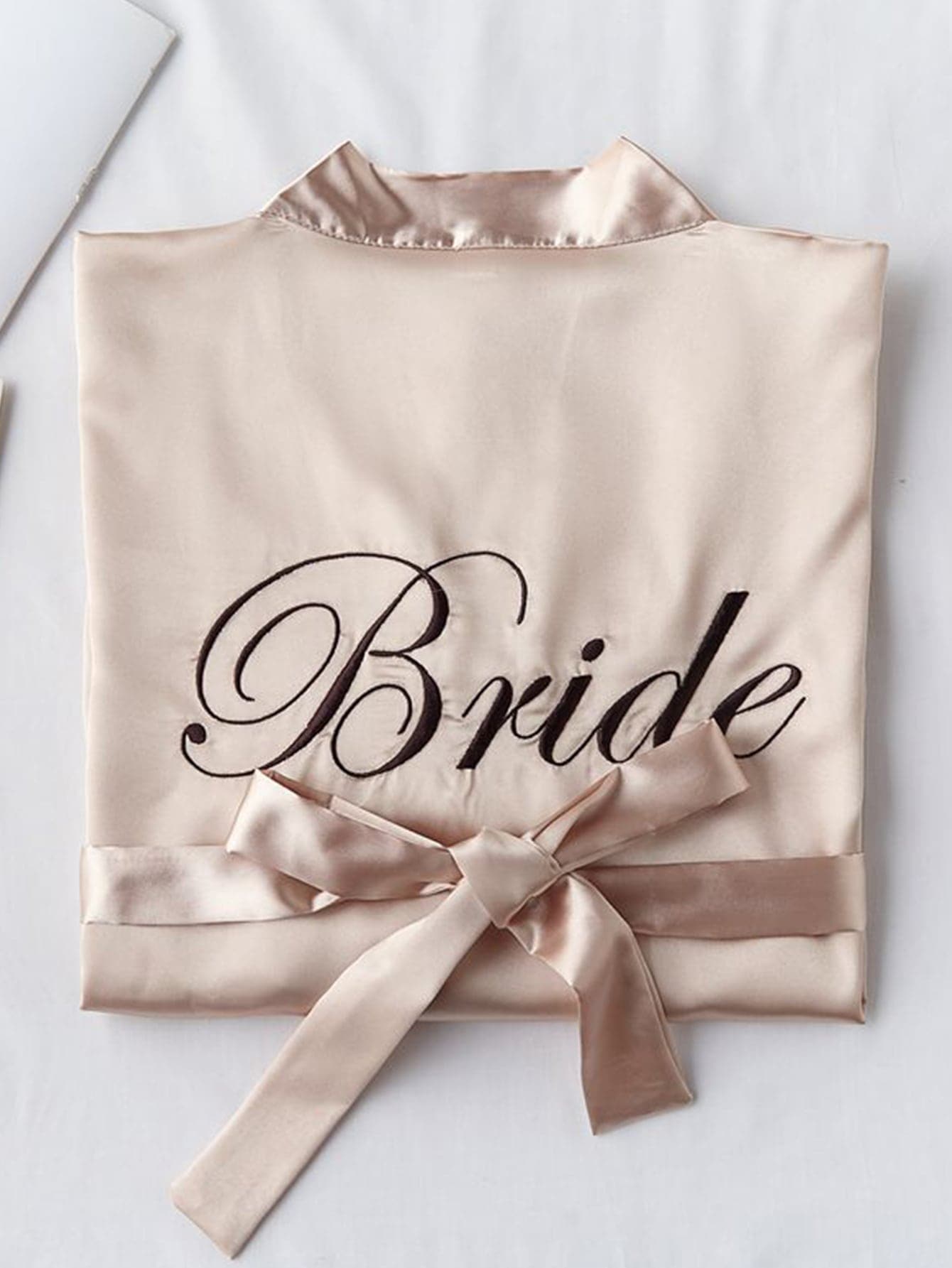 伴娘女性婚禮派對緞面連體睡衣 - 香檳色 - 查看 1