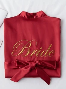 伴娘女性婚禮派對緞面連體睡衣 - 香檳色 - 查看 10