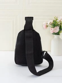Women's Fashionable Letter Print Chest Bag - Black - View 2