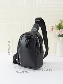 Women's Fashionable Letter Print Chest Bag - Black - View 5