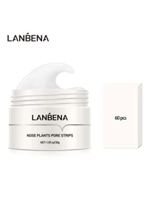 LANBENA removedor de espinillas, tiras de poros nasales para espinillas, mascarilla eliminadora de espinillas para la cara, Puntos Negros, 30g + 60 uds de papel - Blanco - Ver 10