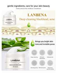 LANBENA removedor de espinillas, tiras de poros nasales para espinillas, mascarilla eliminadora de espinillas para la cara, Puntos Negros, 30g + 60 uds de papel - Blanco - Ver 6