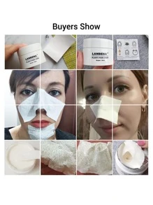 LANBENA removedor de espinillas, tiras de poros nasales para espinillas, mascarilla eliminadora de espinillas para la cara, Puntos Negros, 30g + 60 uds de papel - Blanco - Ver 9