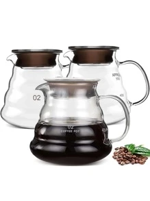 1 件玻璃咖啡壶、适用于手冲咖啡机的标准咖啡服务器、适合锥形滴滤器的壶、透明咖啡壶、咖啡配件（360 毫升/12 盎司、600/20 盎司、800/27 盎司）学校用品返校 - 600毫升/20盎司 - 查看 1