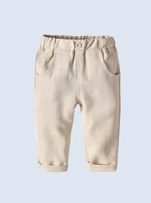 Conjunto de 3 peças para meninos, camisa branca de manga comprida com gravata borboleta, colete xadrez e calças, adequado para festa de aniversário, festa à noite, casamento, batizado, primeiro aniversário