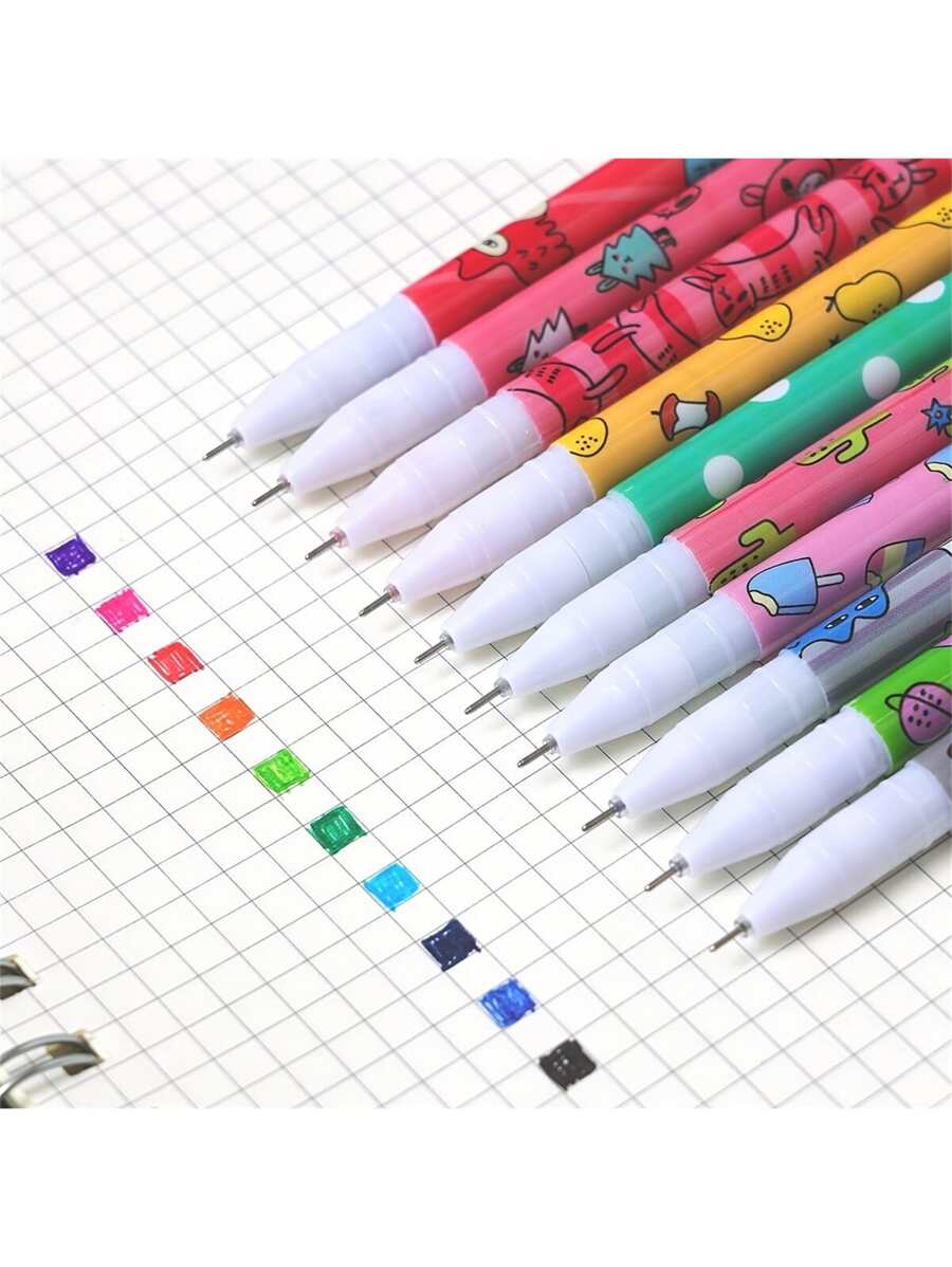 10pcs Mixed Pattern Neutral Pen - Multicolor - View 1
