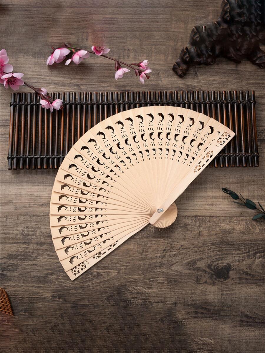 1 pieza Abanico con patrón de delfín plegable - Albaricoque - Ver 1