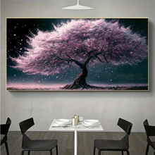 5DDIY鑽石畫成套工具風景優美樹充分圓形鑽石刺繡馬賽克藝術照片大尺寸水鑽繪畫適用於家庭客廳裝飾用品禮品 - 彩色 - 查看 1