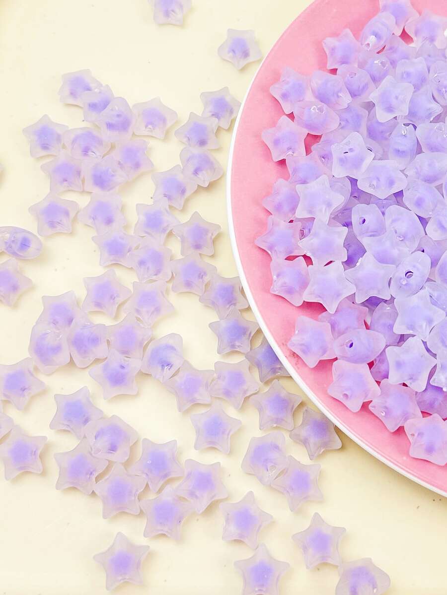 chenming 50g Acrylic Double Color Beads With Matte Surface & Star Design For Daily Use & Diy Jewelry Making - Purple - View 1